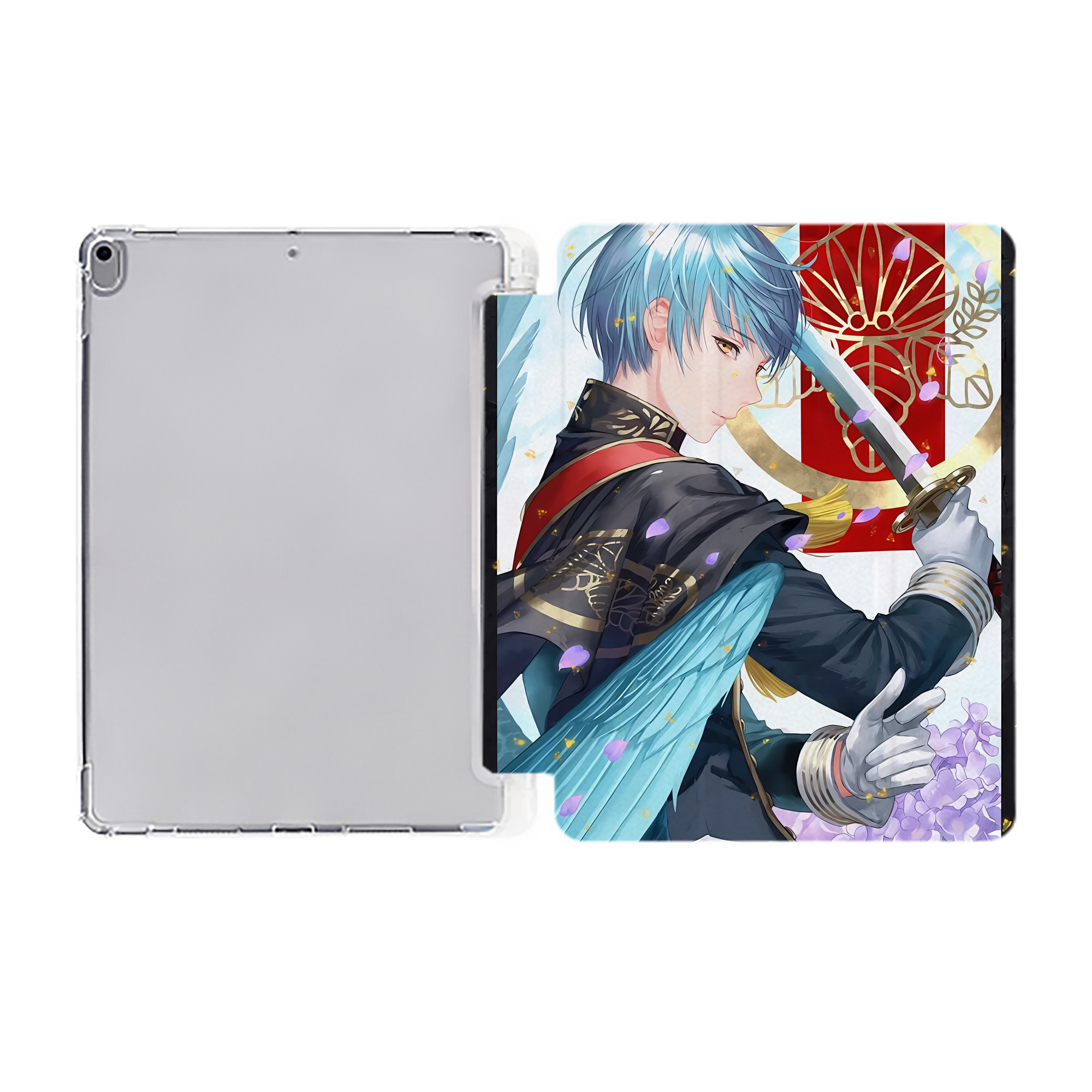 （画像用） 刀剣乱舞 Touken Ranbu IPad ケース ペン収納付き 三つ折りスタンド PUレザー×シリコン 対応機種9.5/10.5/10.9インチ